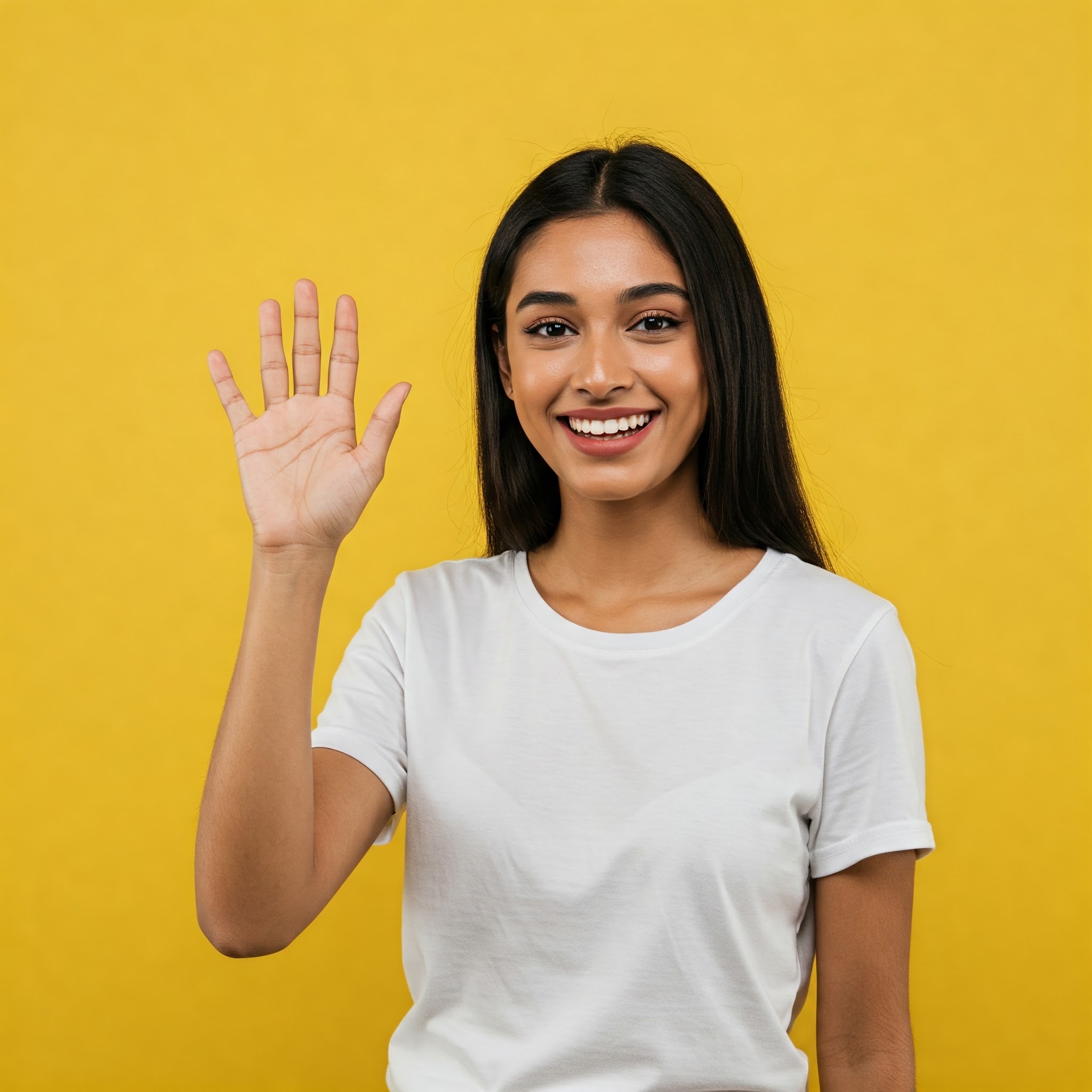 photo of Woman Waving Hello